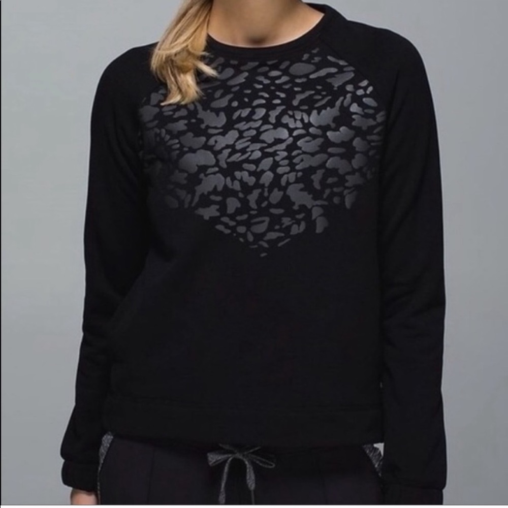 Lululemon Black Leopard Print Crewneck Sweater